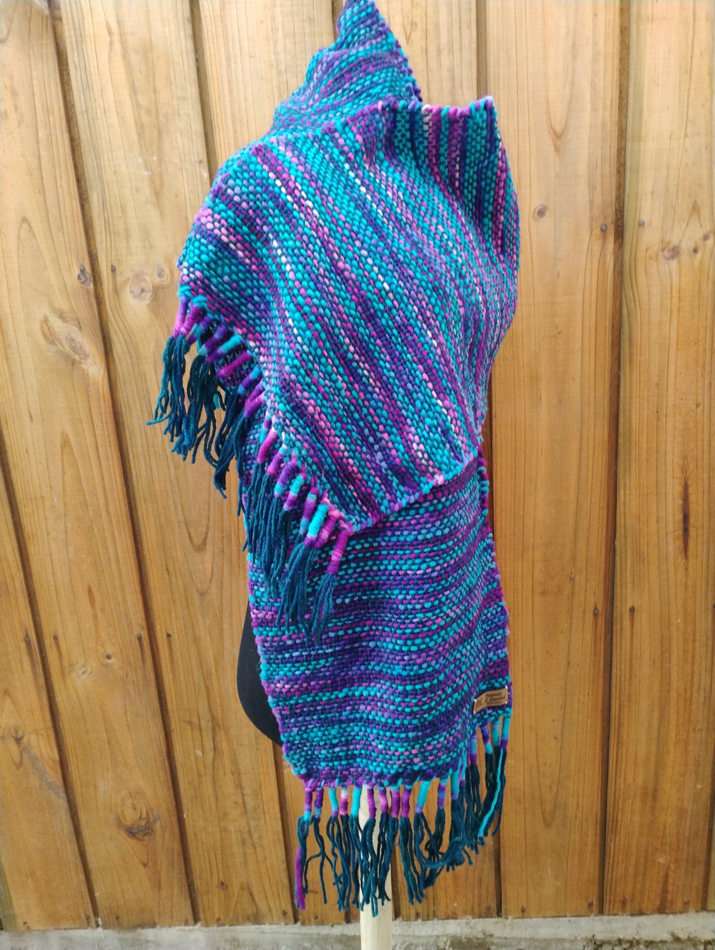 Bufanda de lana tonos azules y violetas