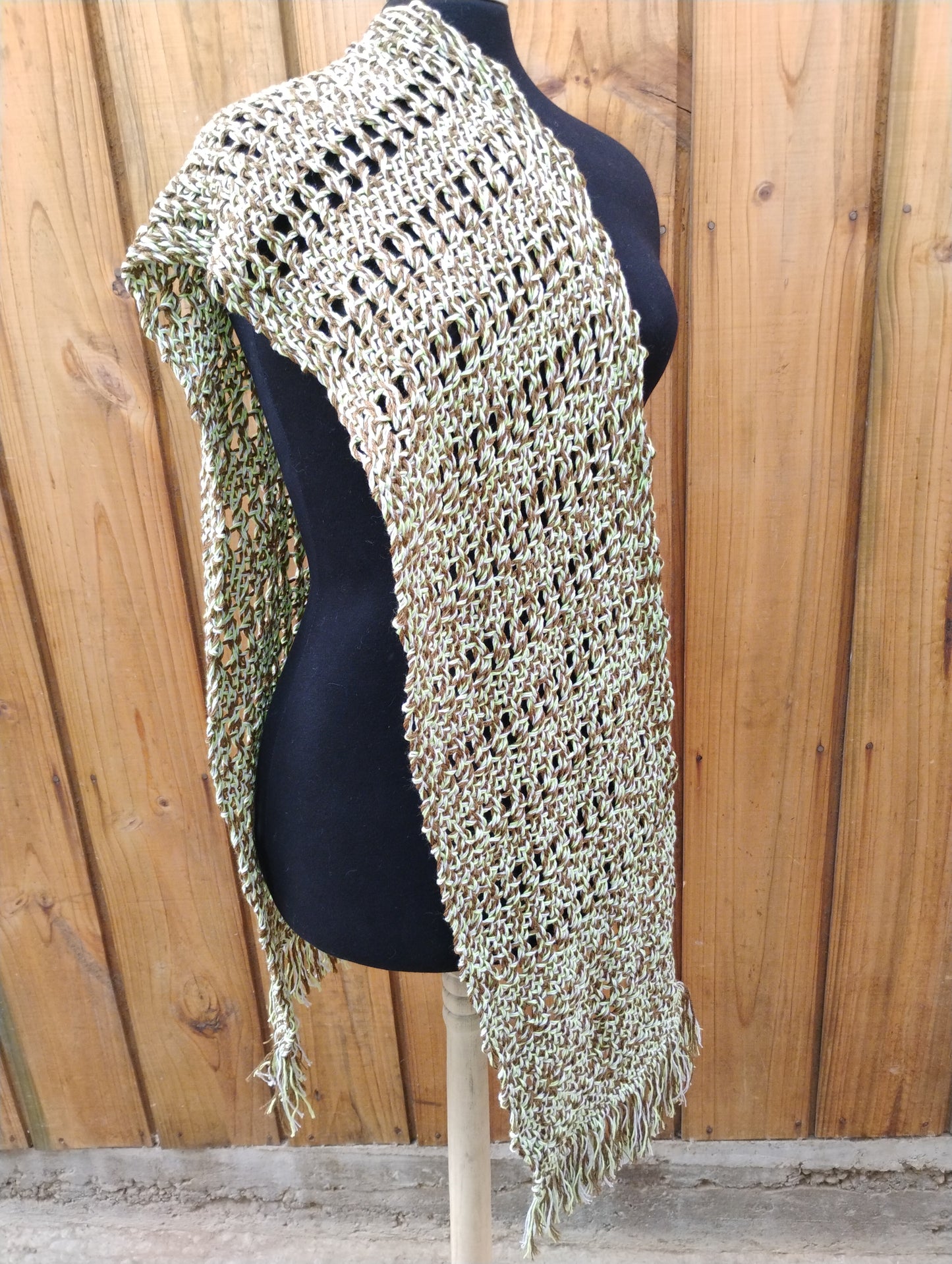 Bufanda de lana merino y algodón con técnica de gasa